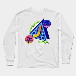 Initial Letter J - 80s Synth Long Sleeve T-Shirt